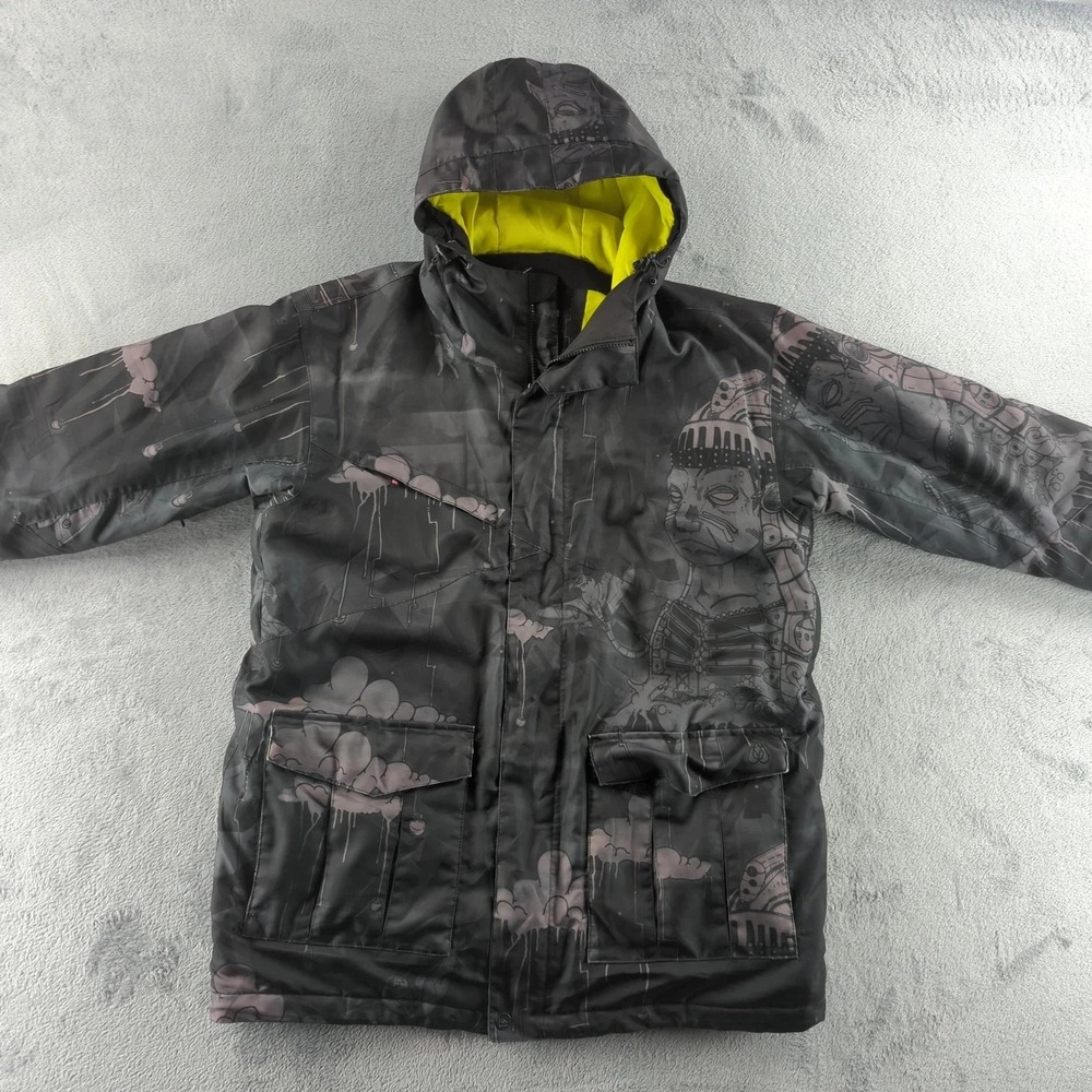 Quiksilver Jacket Mens Medium Gray Travis Rice QuikTech 10000mm Ski Snowboard